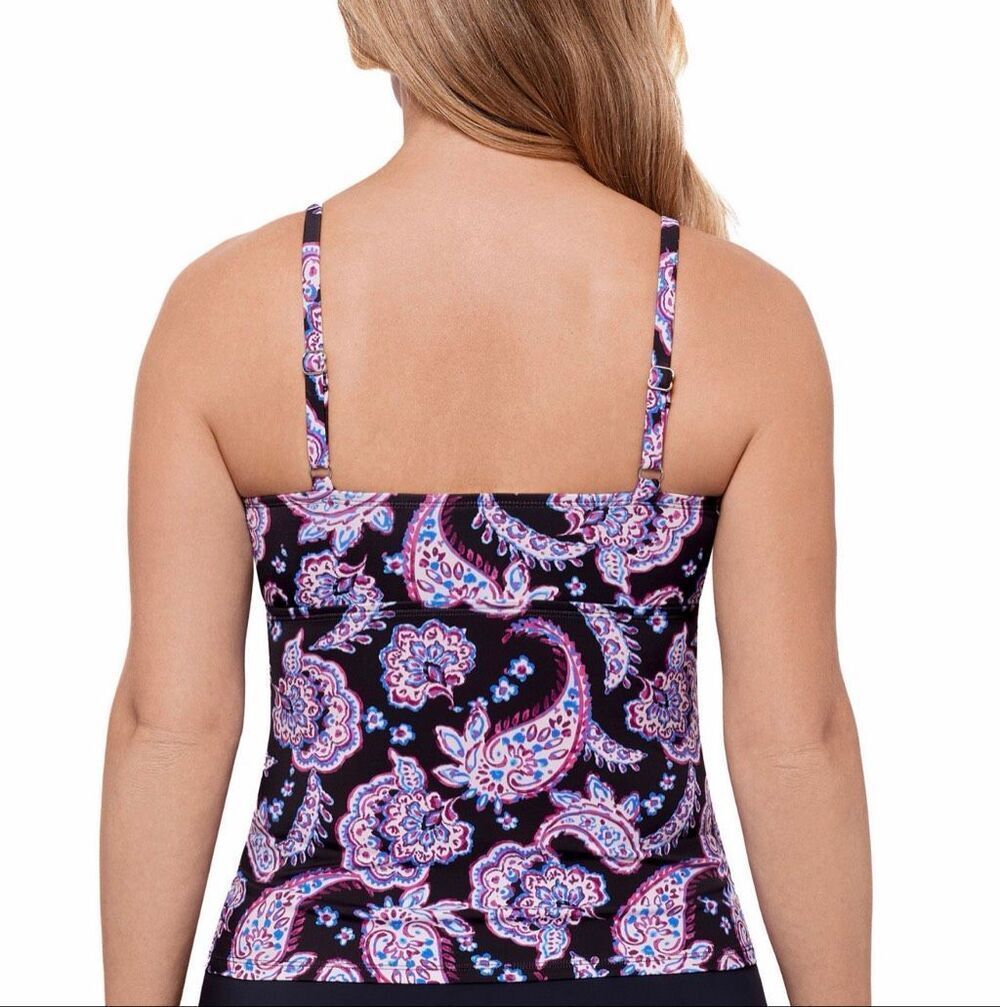 Swim Solutions NWT size 18 paisley tankini swim top plus size - Picture 2 of 5